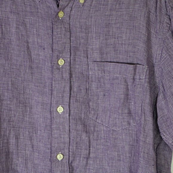 Orvis 100% Linen Mens XL Short Sleeve Button Down Camp Shirt Purple - Picture 4 of 6